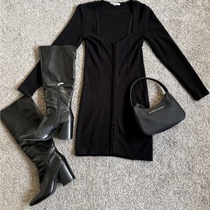 BB DAKOTA BY STEVE MADDEN long sleeve knit black mini dress!!